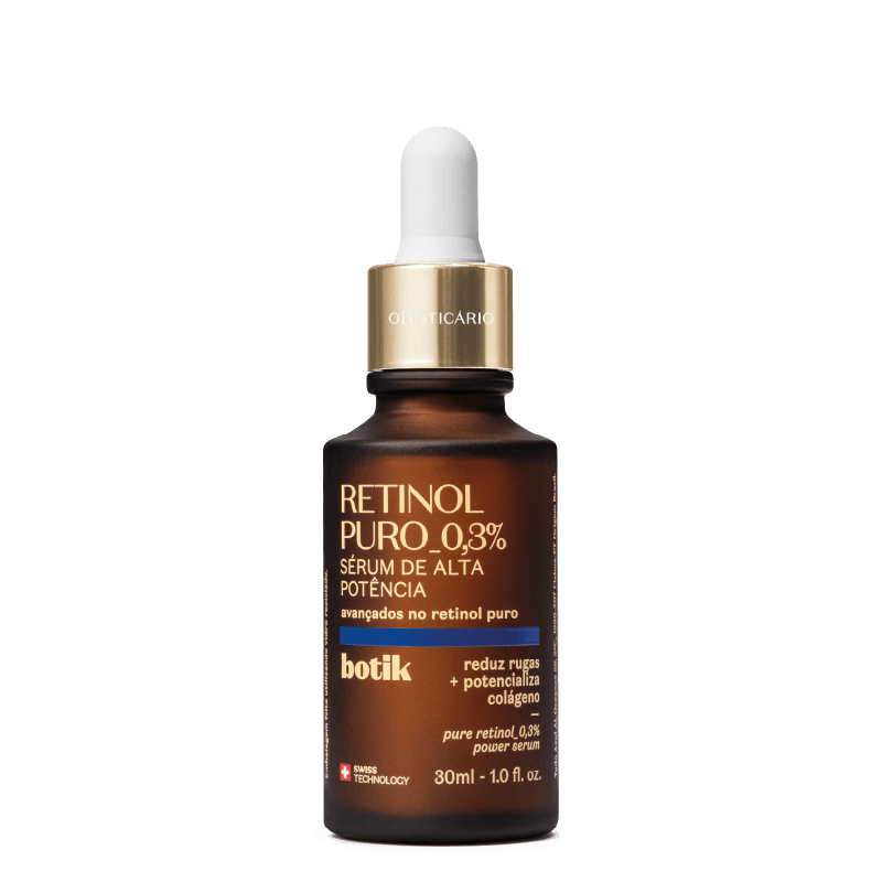 Fotografia do frasco de Retinol Puro 0,3% Sérum de Alta Potência, Botik, 30ml, da marca Boticário.