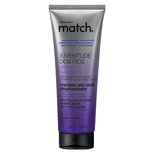 Shampoo Anti-Idade desamarelador Brancos Naturais Match Juventude dos Fios, 250ml